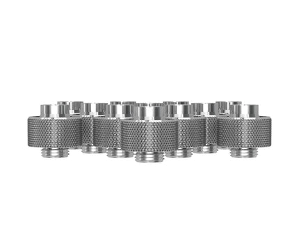 PrimoChill SecureFit SX - Premium Compression Fittings 12 Pack - For 1/2in ID x 3/4in OD Flexible Tubing (F-SFSX34-12) - Available in 20+ Colors, Custom Watercooling Loop Ready - Silver Nickel