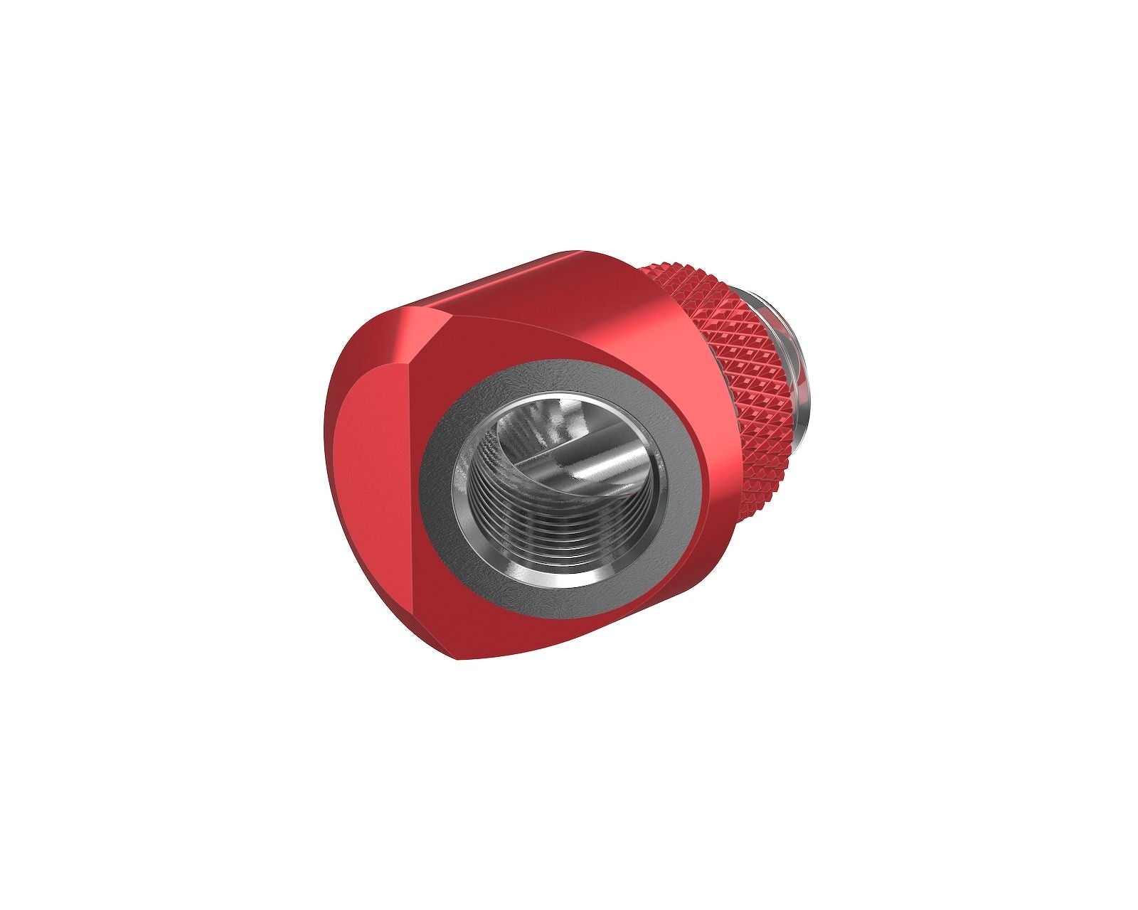 PrimoChill InterConnectSX Flat 45 Degree Rotary Fitting (FAF45) – Enhanced PC Cooling with Sleek Aesthetics - Available in 20+ Colors, Custom Watercooling Loop Ready - Candy Red