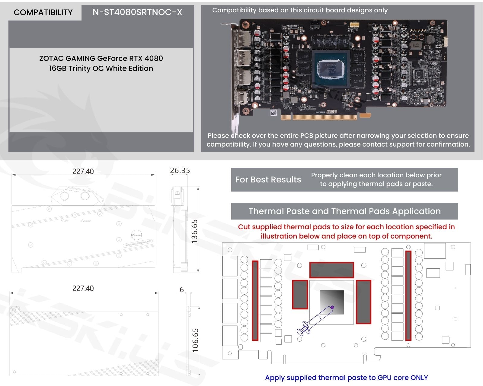 Bykski Full Coverage GPU Water Block and Backplate For ZOTAC GAMING GeForce RTX 4080 16GB Trinity OC White Edition (N-ST4080SRTNOC-X)