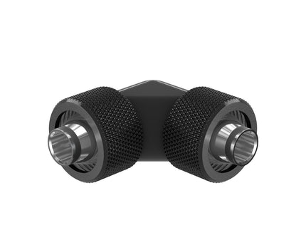 PrimoChill SecureFit SX - Premium 90 Degree Compression Fitting Set For 3/8in ID x 5/8in OD Flexible Tubing (F-SFSX5890) - Available in 20+ Colors, Custom Watercooling Loop Ready - PrimoChill - KEEPING IT COOL Satin Black