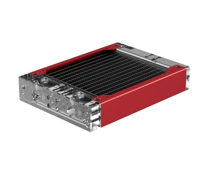PrimoChill 120SL (30mm) EXIMO Modular Radiator, Clear Acrylic, 1x120mm, Single Fan (R-SL-A12) Available in 20+ Colors, Assembled in USA and Custom Watercooling Loop Ready - PrimoChill - KEEPING IT COOL Candy Red