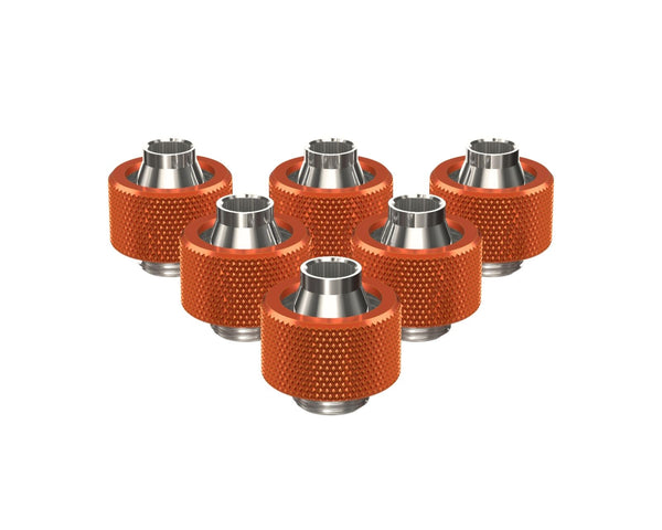 PrimoChill SecureFit SX - Premium Compression Fitting For 7/16in ID x 5/8in OD Flexible Tubing 6 Pack (F-SFSX758-6) - Available in 20+ Colors, Custom Watercooling Loop Ready - PrimoChill - KEEPING IT COOL Candy Copper
