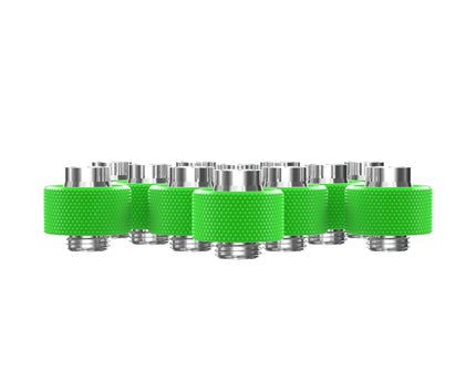 PrimoChill SecureFit SX - Premium Compression Fittings 12 Pack - For 1/2in ID x 3/4in OD Flexible Tubing (F-SFSX34-12) - Available in 20+ Colors, Custom Watercooling Loop Ready - UV Green