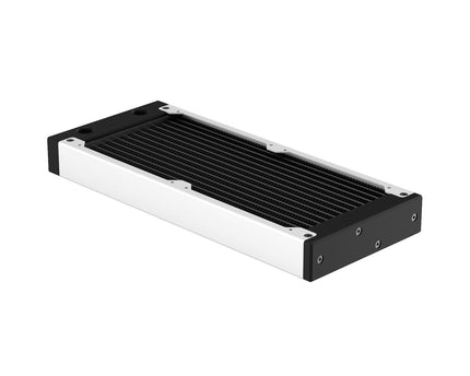 PrimoChill 240SL (30mm) EXIMO Modular Radiator, Black POM, 2x120mm, Dual Fan (R-SL-BK24) Available in 20+ Colors, Assembled in USA and Custom Watercooling Loop Ready - Sky White