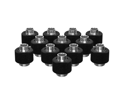 PrimoChill SecureFit SX - Premium Compression Fitting For 3/8in ID x 1/2in OD Flexible Tubing 12 Pack (F-SFSX12-12) - Available in 20+ Colors, Custom Watercooling Loop Ready - PrimoChill - KEEPING IT COOL TX Matte Black
