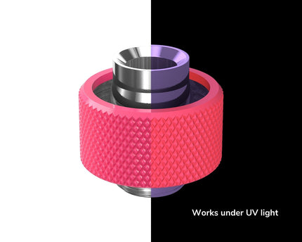 PrimoChill SecureFit SX - Premium Compression Fitting For 1/2in ID x 3/4in OD Flexible Tubing (F-SFSX34) - Available in 20+ Colors, Custom Watercooling Loop Ready - PrimoChill - KEEPING IT COOL UV Pink