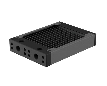 PrimoChill 120SL (30mm) EXIMO Modular Radiator, Black POM, 1x120mm, Single Fan (R-SL-BK12) Available in 20+ Colors, Assembled in USA and Custom Watercooling Loop Ready - PrimoChill - KEEPING IT COOL TX Matte Gun Metal