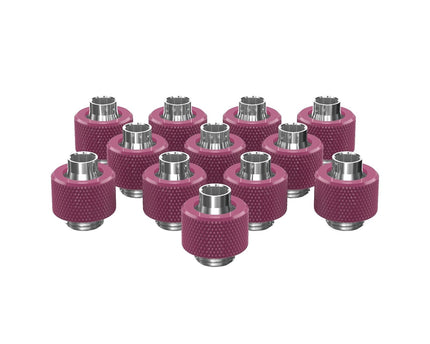 PrimoChill SecureFit SX - Premium Compression Fitting For 3/8in ID x 1/2in OD Flexible Tubing 12 Pack (F-SFSX12-12) - Available in 20+ Colors, Custom Watercooling Loop Ready - PrimoChill - KEEPING IT COOL Magenta