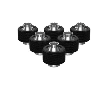 PrimoChill SecureFit SX - Premium Compression Fitting For 3/8in ID x 5/8in OD Flexible Tubing 6 Pack (F-SFSX58-6) - Available in 20+ Colors, Custom Watercooling Loop Ready - PrimoChill - KEEPING IT COOL TX Matte Black