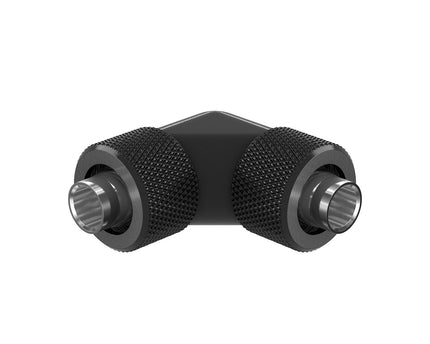 PrimoChill SecureFit SX - Premium 90 Degree Compression Fitting Set For 3/8in ID x 1/2in OD Flexible Tubing (F-SFSX1290) - Available in 20+ Colors, Custom Watercooling Loop Ready - PrimoChill - KEEPING IT COOL Satin Black