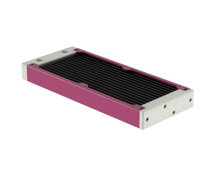 PrimoChill 240SL (30mm) EXIMO Modular Radiator, White POM, 2x120mm, Dual Fan (R-SL-W24) Available in 20+ Colors, Assembled in USA and Custom Watercooling Loop Ready - Magenta