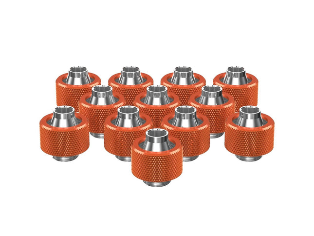 PrimoChill SecureFit SX - Premium Compression Fitting For 7/16in ID x 5/8in OD Flexible Tubing 12 Pack (F-SFSX758-12) - Available in 20+ Colors, Custom Watercooling Loop Ready - PrimoChill - KEEPING IT COOL Candy Copper