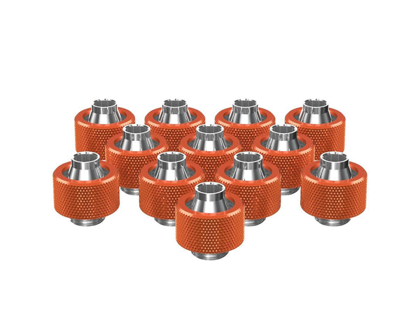 PrimoChill SecureFit SX - Premium Compression Fitting For 7/16in ID x 5/8in OD Flexible Tubing 12 Pack (F-SFSX758-12) - Available in 20+ Colors, Custom Watercooling Loop Ready - PrimoChill - KEEPING IT COOL Candy Copper