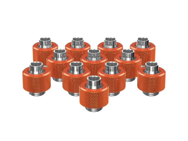 PrimoChill SecureFit SX - Premium Compression Fitting For 3/8in ID x 1/2in OD Flexible Tubing 12 Pack (F-SFSX12-12) - Available in 20+ Colors, Custom Watercooling Loop Ready - PrimoChill - KEEPING IT COOL Candy Copper