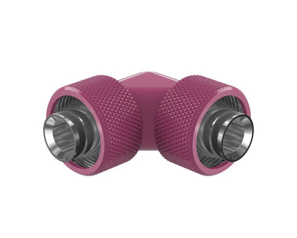 PrimoChill SecureFit SX - Premium 90 Degree Compression Fitting Set For 1/2in ID x 3/4in OD Flexible Tubing (F-SFSX3490) - Available in 20+ Colors, Custom Watercooling Loop Ready - PrimoChill - KEEPING IT COOL Magenta