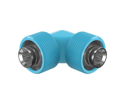 PrimoChill SecureFit SX - Premium 90 Degree Compression Fitting Set For 1/2in ID x 3/4in OD Flexible Tubing (F-SFSX3490) - Available in 20+ Colors, Custom Watercooling Loop Ready - PrimoChill - KEEPING IT COOL Sky Blue