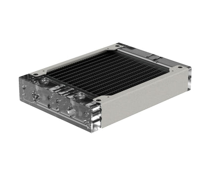 PrimoChill 120SL (30mm) EXIMO Modular Radiator, Clear Acrylic, 1x120mm, Single Fan (R-SL-A12) Available in 20+ Colors, Assembled in USA and Custom Watercooling Loop Ready - PrimoChill - KEEPING IT COOL TX Matte Silver
