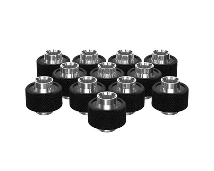 PrimoChill SecureFit SX - Premium Compression Fittings 12 Pack - For 1/2in ID x 3/4in OD Flexible Tubing (F-SFSX34-12) - Available in 20+ Colors, Custom Watercooling Loop Ready - TX Matte Black