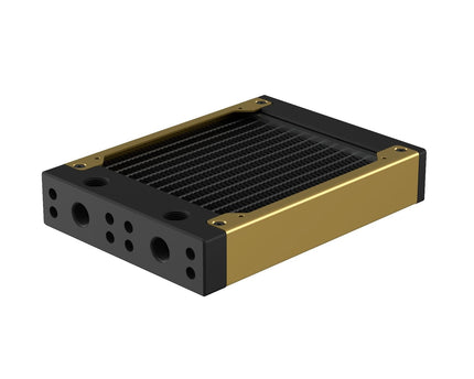 PrimoChill 120SL (30mm) EXIMO Modular Radiator, Black POM, 1x120mm, Single Fan (R-SL-BK12) Available in 20+ Colors, Assembled in USA and Custom Watercooling Loop Ready - PrimoChill - KEEPING IT COOL Candy Gold