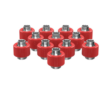 PrimoChill SecureFit SX - Premium Compression Fitting For 3/8in ID x 1/2in OD Flexible Tubing 12 Pack (F-SFSX12-12) - Available in 20+ Colors, Custom Watercooling Loop Ready - PrimoChill - KEEPING IT COOL Razor Red