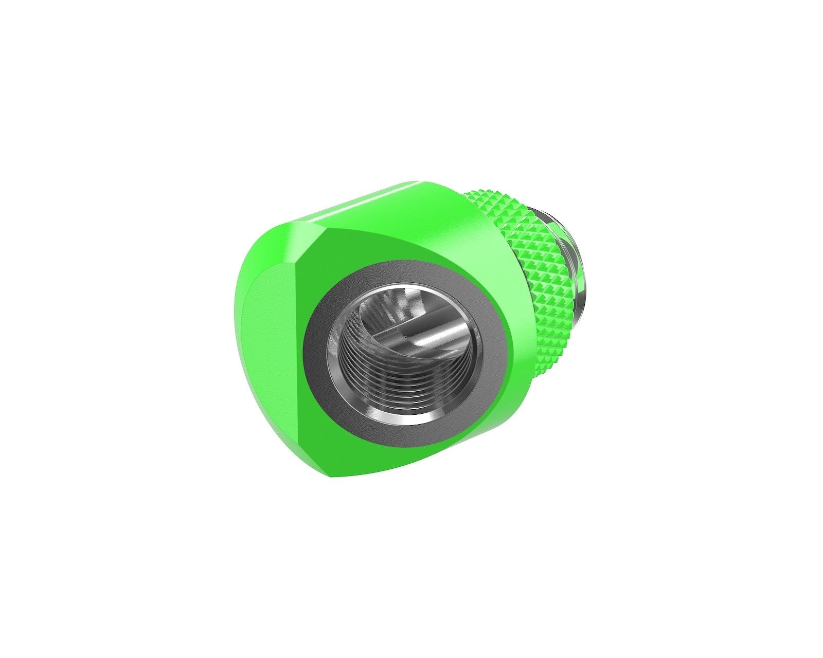 PrimoChill InterConnectSX Flat 45 Degree Rotary Fitting (FAF45) – Enhanced PC Cooling with Sleek Aesthetics - Available in 20+ Colors, Custom Watercooling Loop Ready - UV Green