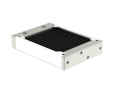 PrimoChill 120SL (30mm) EXIMO Modular Radiator, White POM, 1x120mm, Single Fan (R-SL-W12) Available in 20+ Colors, Assembled in USA and Custom Watercooling Loop Ready - Sky White