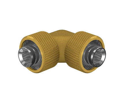 PrimoChill SecureFit SX - Premium 90 Degree Compression Fitting Set For 1/2in ID x 3/4in OD Flexible Tubing (F-SFSX3490) - Available in 20+ Colors, Custom Watercooling Loop Ready - PrimoChill - KEEPING IT COOL Gold