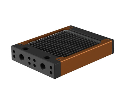 PrimoChill 120SL (30mm) EXIMO Modular Radiator, Black POM, 1x120mm, Single Fan (R-SL-BK12) Available in 20+ Colors, Assembled in USA and Custom Watercooling Loop Ready - PrimoChill - KEEPING IT COOL Copper
