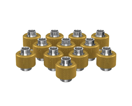 PrimoChill SecureFit SX - Premium Compression Fitting For 3/8in ID x 1/2in OD Flexible Tubing 12 Pack (F-SFSX12-12) - Available in 20+ Colors, Custom Watercooling Loop Ready - PrimoChill - KEEPING IT COOL Gold