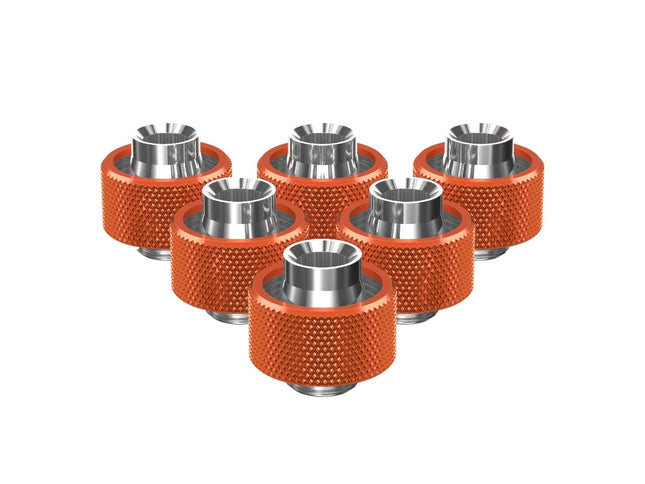 PrimoChill SecureFit SX - Premium Compression Fittings 6 Pack - For 1/2in ID x 3/4in OD Flexible Tubing (F-SFSX34-6) - Available in 20+ Colors, Custom Watercooling Loop Ready - Candy Copper