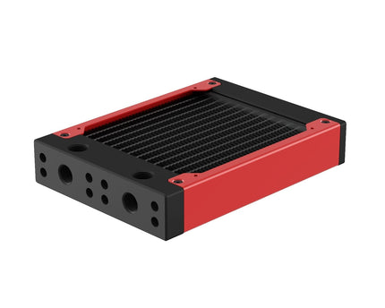 PrimoChill 120SL (30mm) EXIMO Modular Radiator, Black POM, 1x120mm, Single Fan (R-SL-BK12) Available in 20+ Colors, Assembled in USA and Custom Watercooling Loop Ready - PrimoChill - KEEPING IT COOL Razor Red