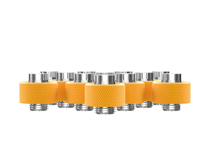 PrimoChill SecureFit SX - Premium Compression Fittings 12 Pack - For 1/2in ID x 3/4in OD Flexible Tubing (F-SFSX34-12) - Available in 20+ Colors, Custom Watercooling Loop Ready - Yellow