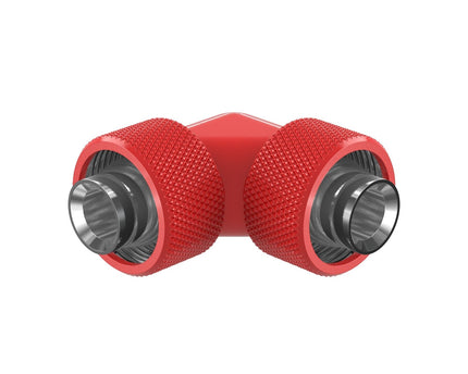 PrimoChill SecureFit SX - Premium 90 Degree Compression Fitting Set For 1/2in ID x 3/4in OD Flexible Tubing (F-SFSX3490) - Available in 20+ Colors, Custom Watercooling Loop Ready - PrimoChill - KEEPING IT COOL Razor Red