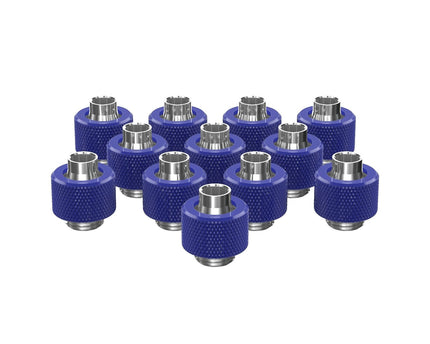 PrimoChill SecureFit SX - Premium Compression Fitting For 3/8in ID x 1/2in OD Flexible Tubing 12 Pack (F-SFSX12-12) - Available in 20+ Colors, Custom Watercooling Loop Ready - PrimoChill - KEEPING IT COOL True Blue