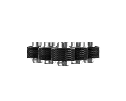 PrimoChill SecureFit SX - Premium Compression Fittings 6 Pack - For 1/2in ID x 3/4in OD Flexible Tubing (F-SFSX34-6) - Available in 20+ Colors, Custom Watercooling Loop Ready - Satin Black