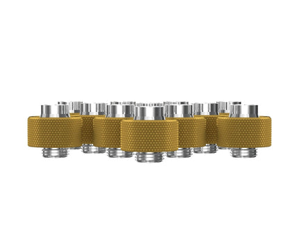 PrimoChill SecureFit SX - Premium Compression Fittings 12 Pack - For 1/2in ID x 3/4in OD Flexible Tubing (F-SFSX34-12) - Available in 20+ Colors, Custom Watercooling Loop Ready - Gold