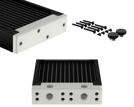 PrimoChill 240SL (30mm) EXIMO Modular Radiator, White POM, 2x120mm, Dual Fan (R-SL-W24) Available in 20+ Colors, Assembled in USA and Custom Watercooling Loop Ready - Satin Black