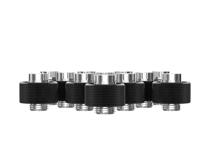 PrimoChill SecureFit SX - Premium Compression Fittings 12 Pack - For 1/2in ID x 3/4in OD Flexible Tubing (F-SFSX34-12) - Available in 20+ Colors, Custom Watercooling Loop Ready - Satin Black