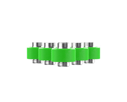 PrimoChill SecureFit SX - Premium Compression Fittings 6 Pack - For 1/2in ID x 3/4in OD Flexible Tubing (F-SFSX34-6) - Available in 20+ Colors, Custom Watercooling Loop Ready - UV Green
