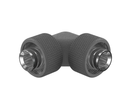 PrimoChill SecureFit SX - Premium 90 Degree Compression Fitting Set For 1/2in ID x 3/4in OD Flexible Tubing (F-SFSX3490) - Available in 20+ Colors, Custom Watercooling Loop Ready - PrimoChill - KEEPING IT COOL TX Matte Gun Metal