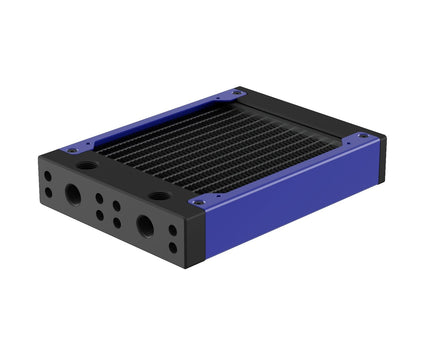 PrimoChill 120SL (30mm) EXIMO Modular Radiator, Black POM, 1x120mm, Single Fan (R-SL-BK12) Available in 20+ Colors, Assembled in USA and Custom Watercooling Loop Ready - PrimoChill - KEEPING IT COOL True Blue