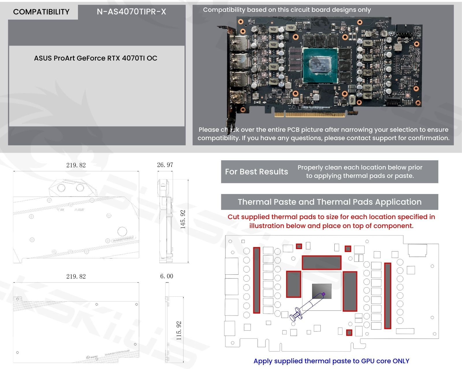 Bykski Full Coverage GPU Water Block and Backplate For ASUS ProArt GeForce RTX 4070TI OC (N-AS4070TIPR-X)