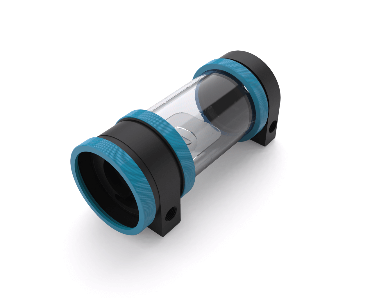 PrimoChill CTR Hard Mount Phase II High Flow D5 Enabled Reservoir - Black POM - 120mm - PrimoChill - KEEPING IT COOL Sky Blue