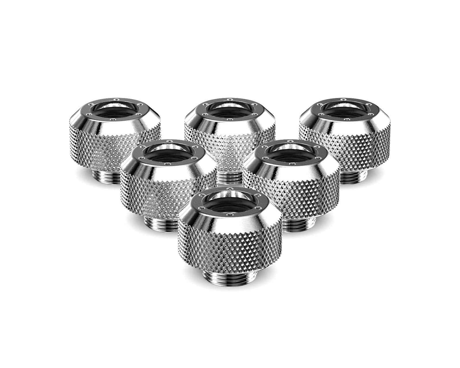 PrimoChill 1/2in. Rigid RevolverSX Series Fitting - 6 pack - PrimoChill - KEEPING IT COOL Silver Nickel