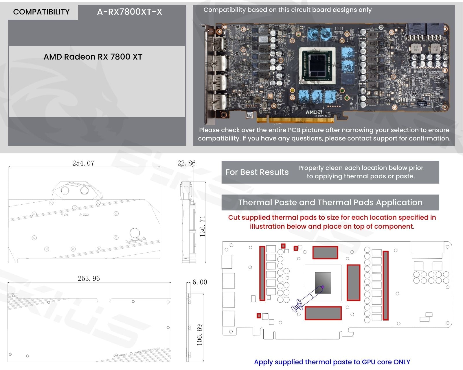 Bykski Full Coverage GPU Water Block and Backplate For AMD Radeon RX 7800 XT (A-RX7800XT-X)