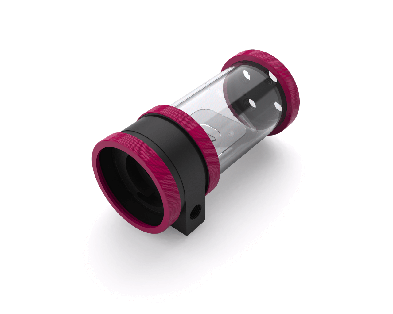 PrimoChill CTR SFF Phase II High Flow D5 Enabled Reservoir System - Black POM - 120mm - PrimoChill - KEEPING IT COOL Magenta