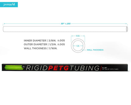 PrimoChill 1/2in. OD Rigid PETG Tube – 6 x 30in. – UV Green - PrimoChill - KEEPING IT COOL