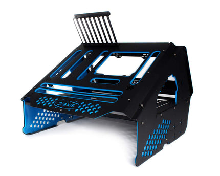 PrimoChill's Praxis Wetbench Powdercoated Steel Modular Open Air Computer Test Bench for Watercooling or Air Cooled Components - PrimoChill - KEEPING IT COOL Black w/Solid Light Blue Accents