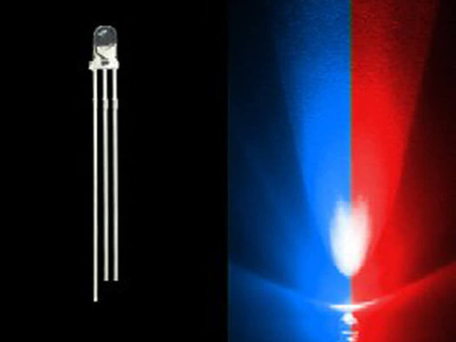 3mm Bi-Colored 3 Prong LED Bulb- Blue/Red- 50 Pack - PrimoChill - KEEPING IT COOL