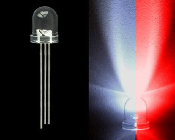 5mm Bi-Colored 3 Prong LED Bulb- White/Red - 50 Pack - PrimoChill - KEEPING IT COOL